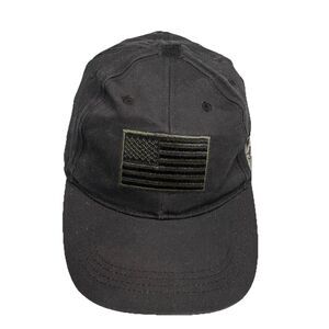 Voodoo Tactical American Flag Blacked Out Hat Cap Cotton One-Size Strap Back EUC